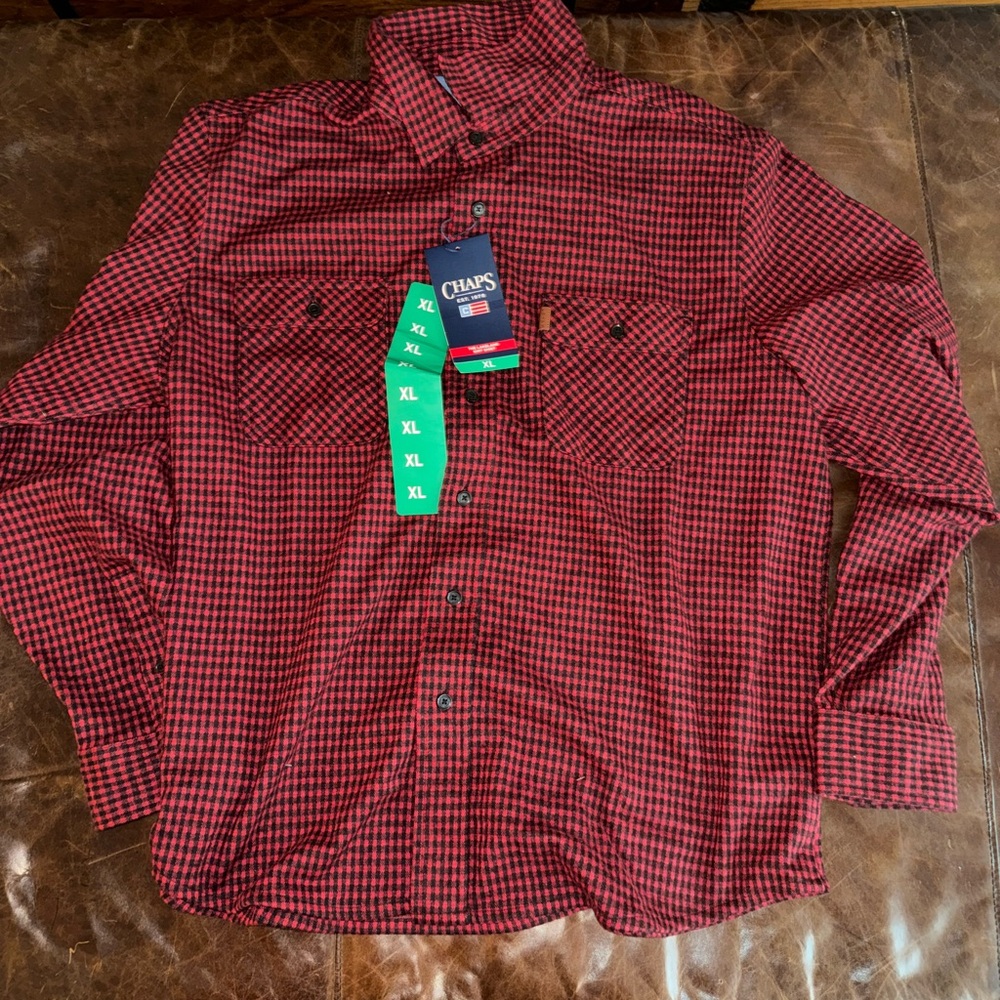 Chaps Red and Black Plaid Shirt